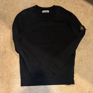 Stone Island Black Crewneck Sweatshirt with Sleeve Badge